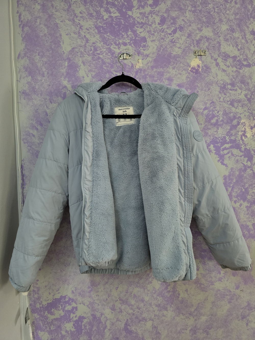 abercrombie kids Light Blue Plush-Lined Puffer Jacket